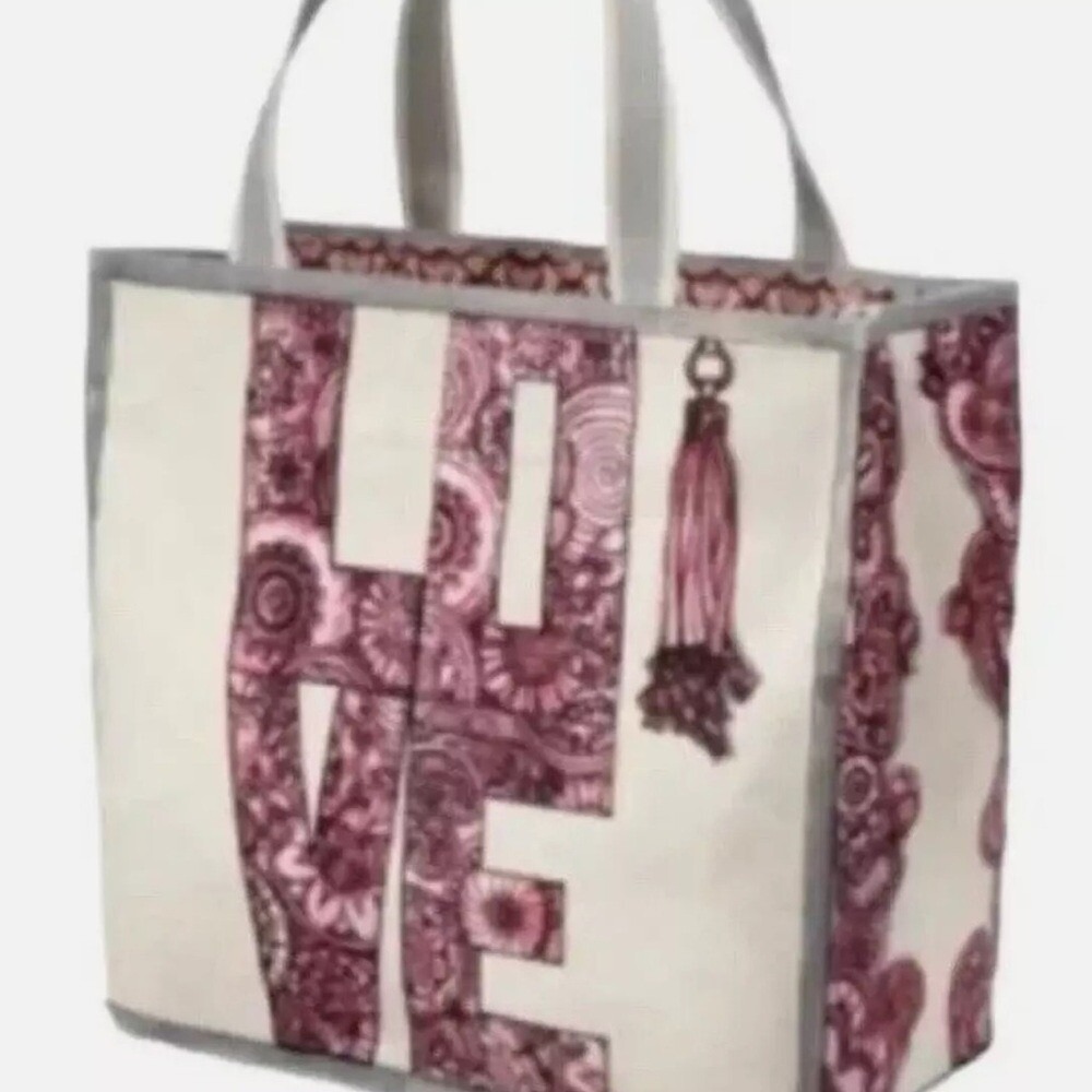 Brighton Cream and Pink Tote Bag with Decorative Tassel